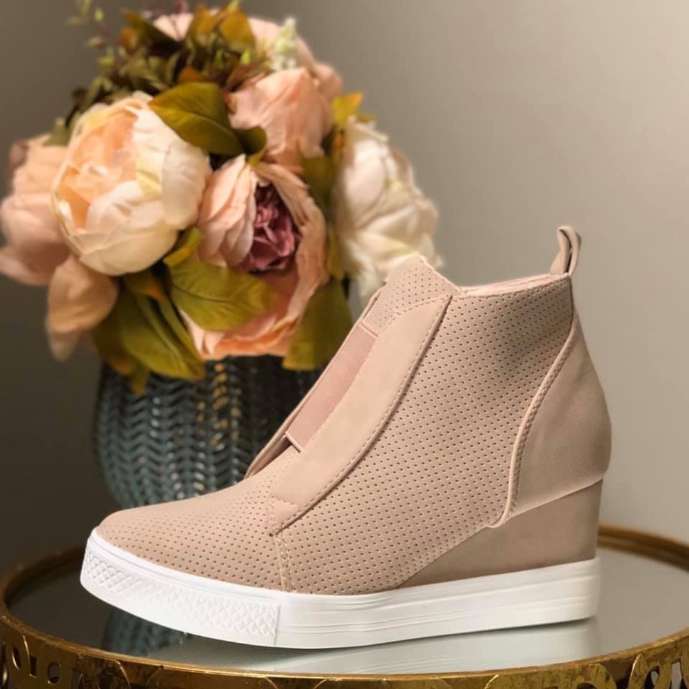 Blush Hidden Wedge Sneakers
